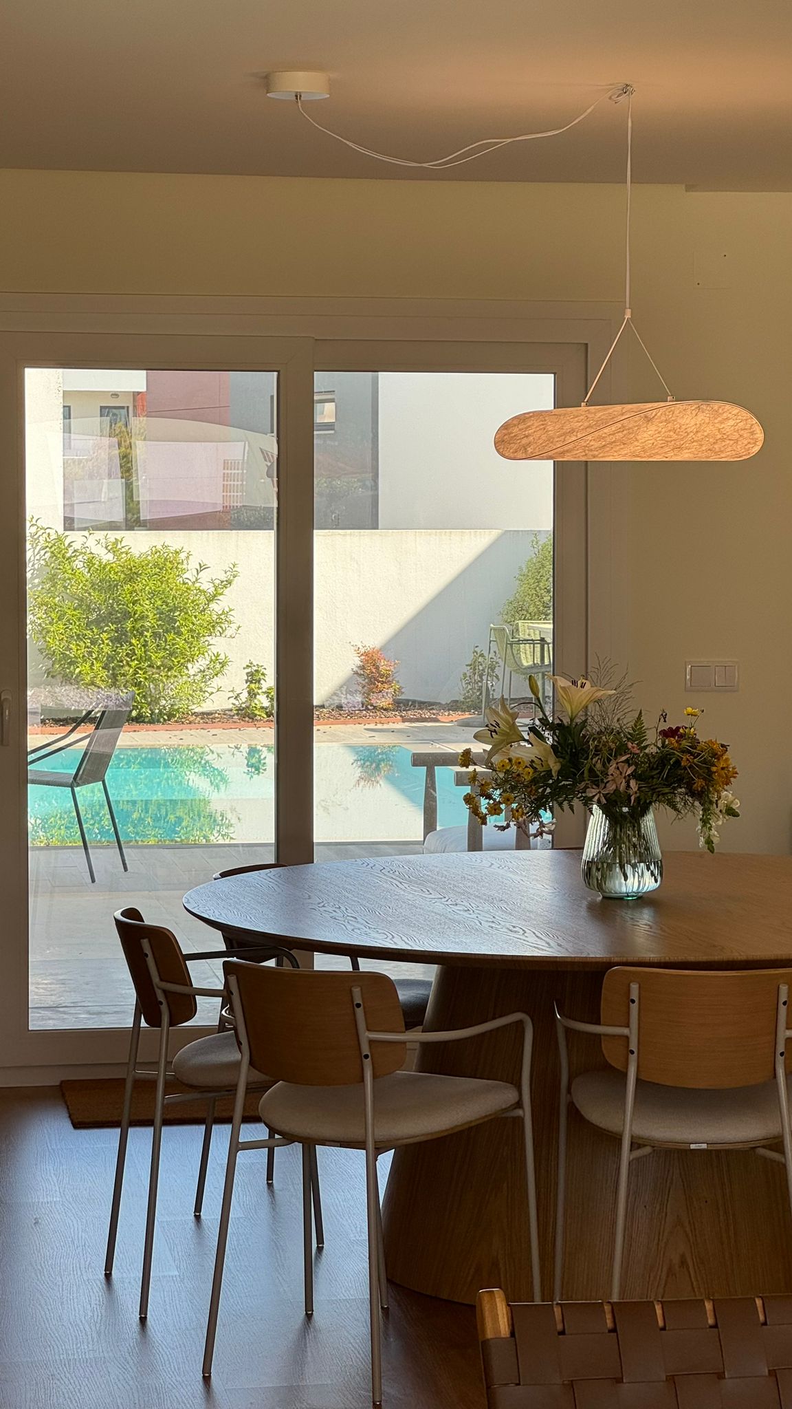 Dining area overlooking the private pool