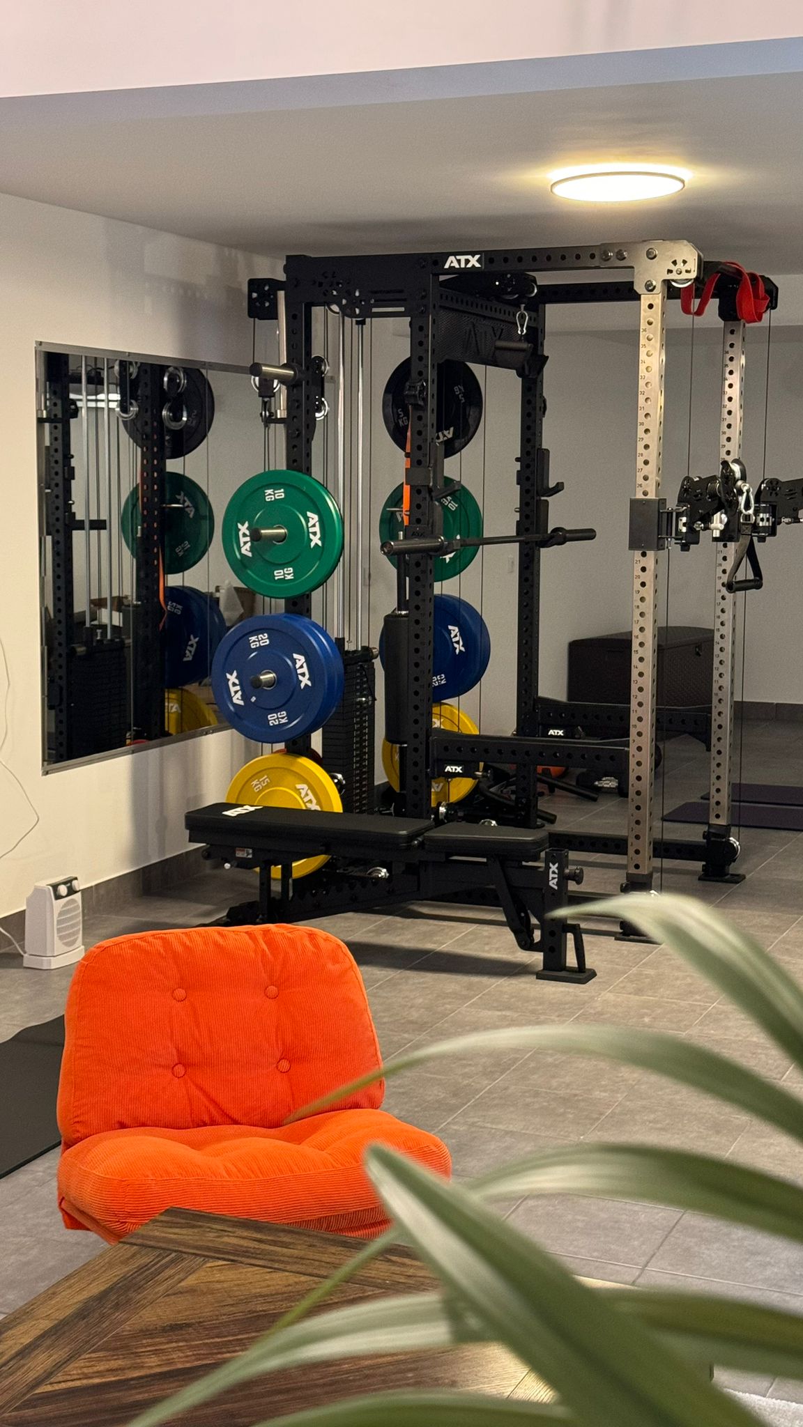 Gym with lounge chair