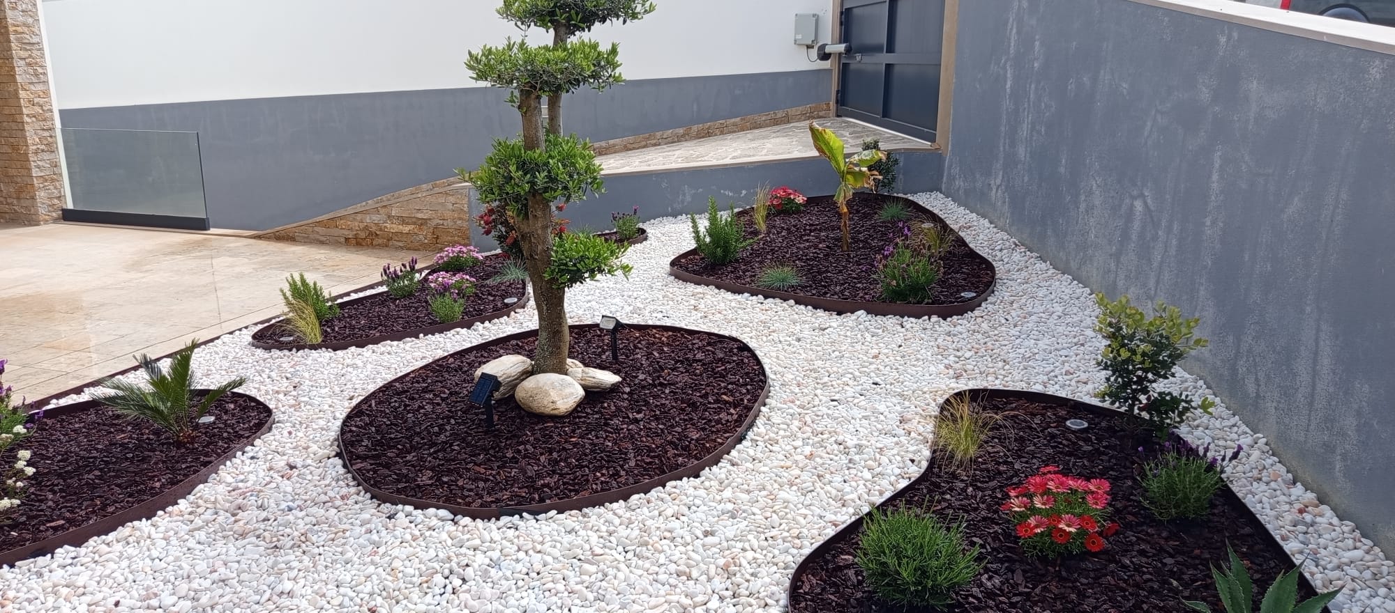 Garden landscape with sea view